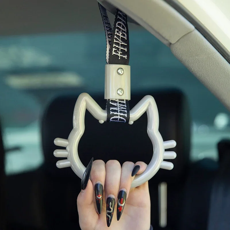 1PCS Tsurikawa JDM Cat Train Bus Handle Hand Strap, Drift Charm Warning Ring Auto Interior Decor Car Modification Accessories