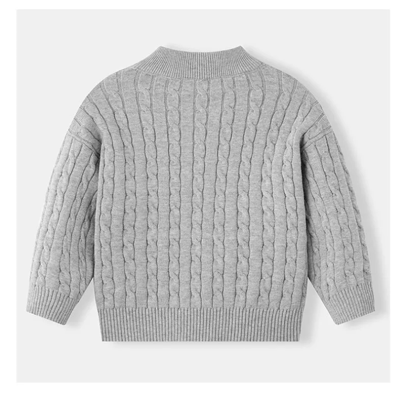 UNITIM Herbst 2-12 Jahre Kinder Jungen Pullover mit Stehkragen, Kinder Jungen Zopfmuster Pullover, einfache Langarm-Oberteile für Kleinkinder und Babys – Detail 20