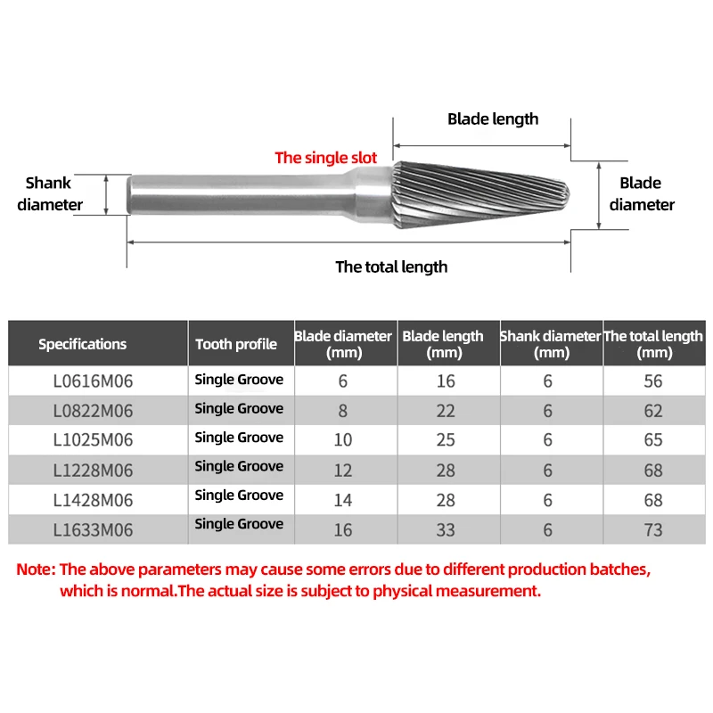 KaKarot brocas rotativas de carburo de tungsteno, vástago de 6mm, tipo L, L0616M06, LX, brocas de rebabas, cortador de herramientas rotativas de