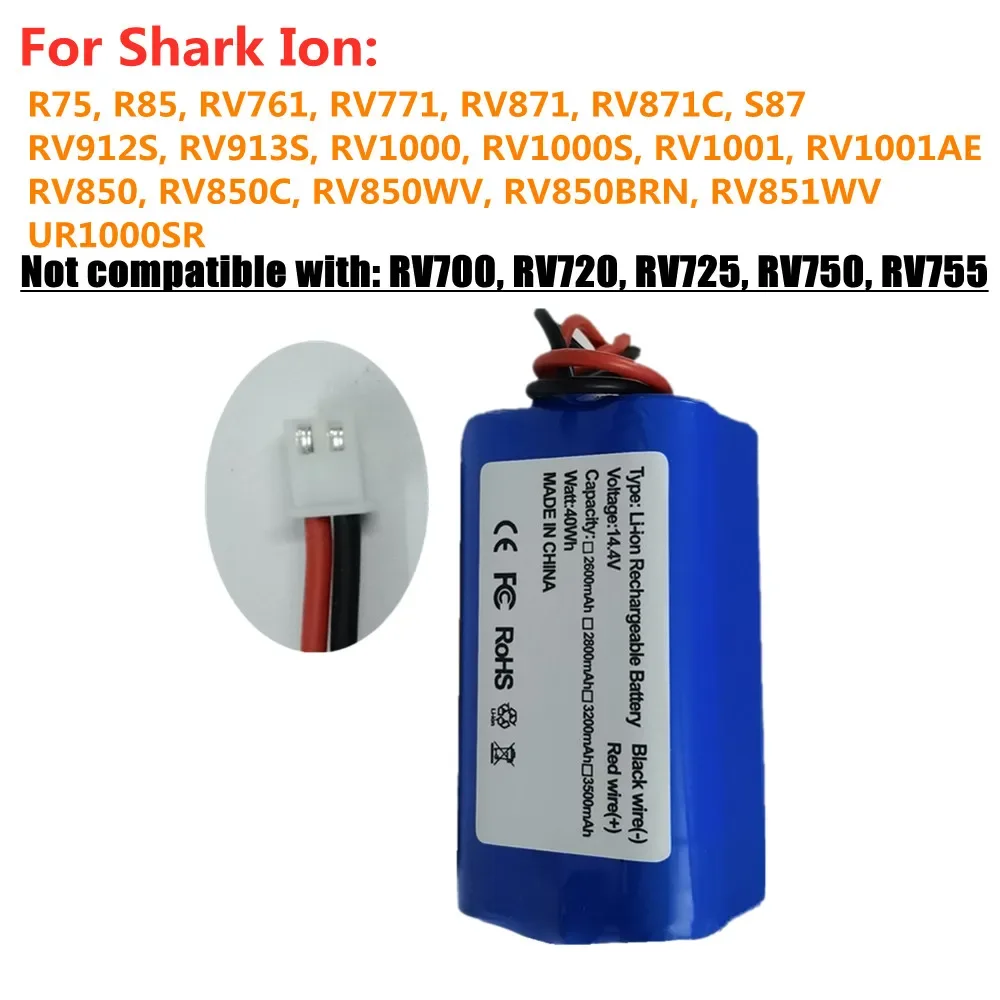 Robot Vacuum Cleaner Battery RVBAT850 For Shark ION R75 R85 RV761 RV771 RV871C S87 RV912S RV913S RV1000S RV1001AE Batteries