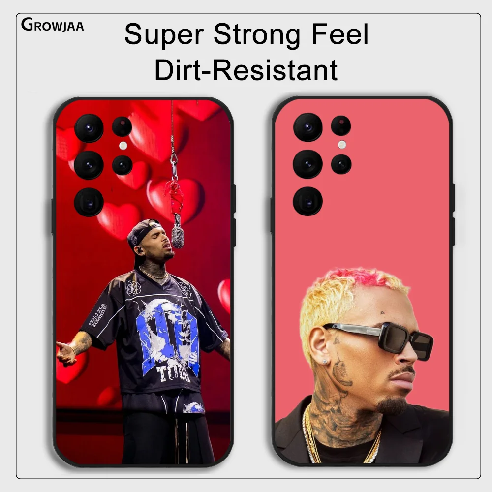 Chris B-Brown American Rapper Phone Case for Samsung Galaxy S24 Ultra S22 S23 Ultra S21 S20 5G Protective Silicone TPU Funda