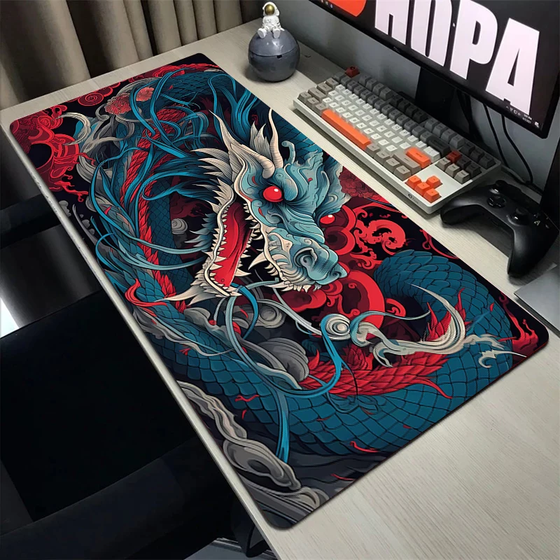 اليابانية نمط ماوس الوسادة التنين Deskmat ألعاب لوحة المفاتيح ماوس ملحقات الكمبيوتر الجدول المطاط XL 900x400 مللي متر ماوس