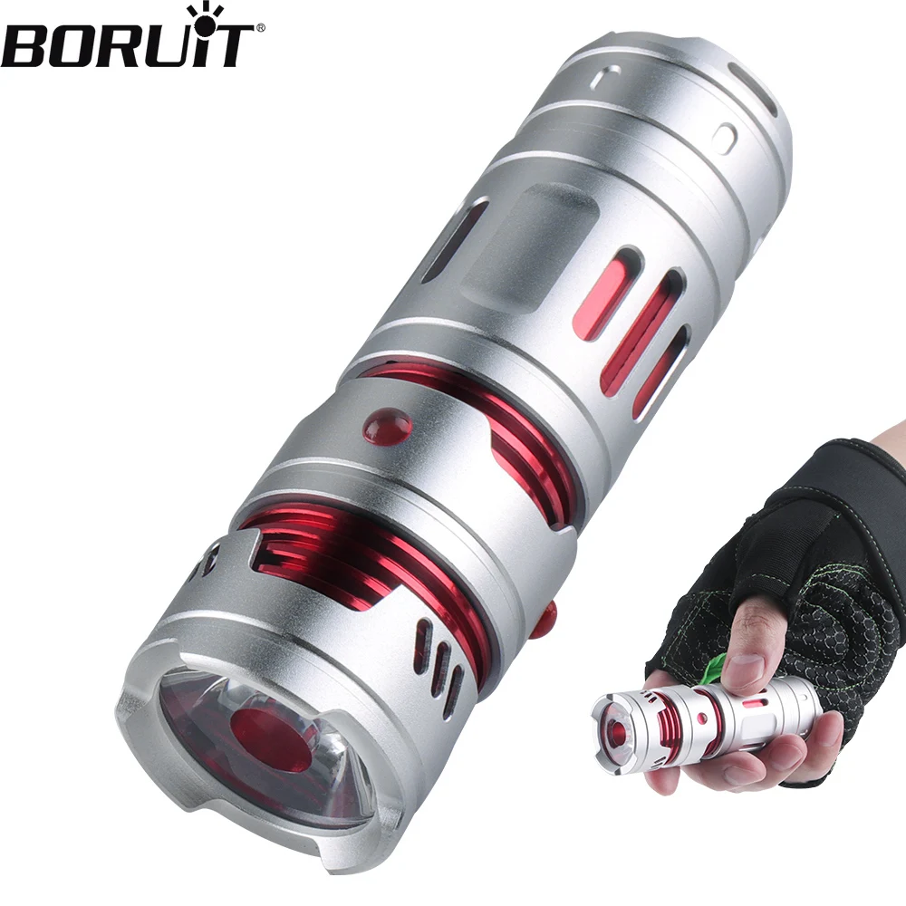 BORUiT Portable EDC Flashlight 500LM Type-C Rechargeable Mini Torch with Clip Camping Pocket Lantern Stress Relief & Gift