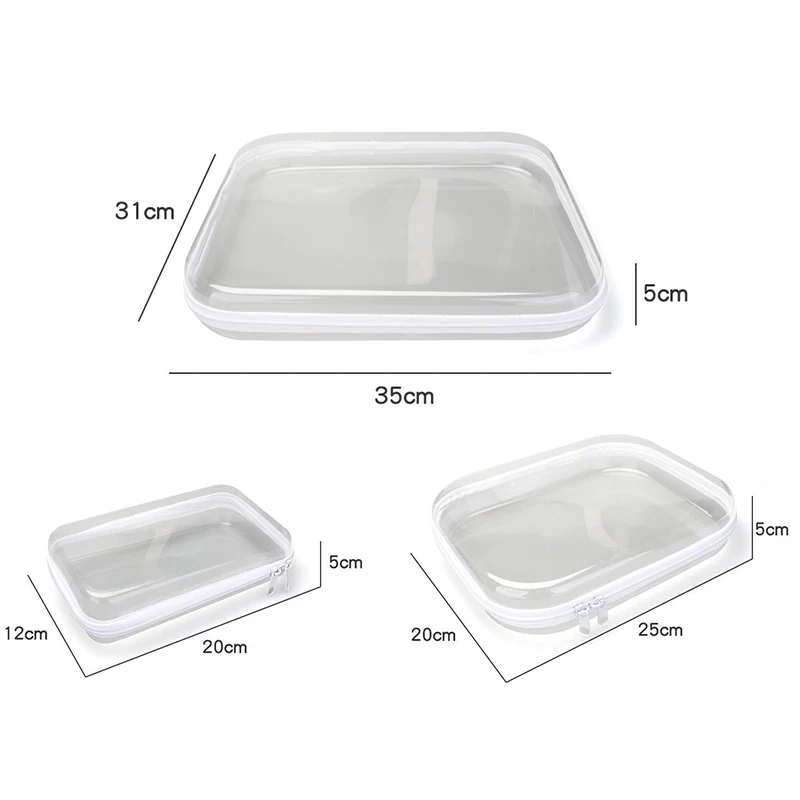 Transparent Zippered Hard Pouch Multifunctional Large Capcity Blocks Toy Storage Bin Makeup Storages Organizers