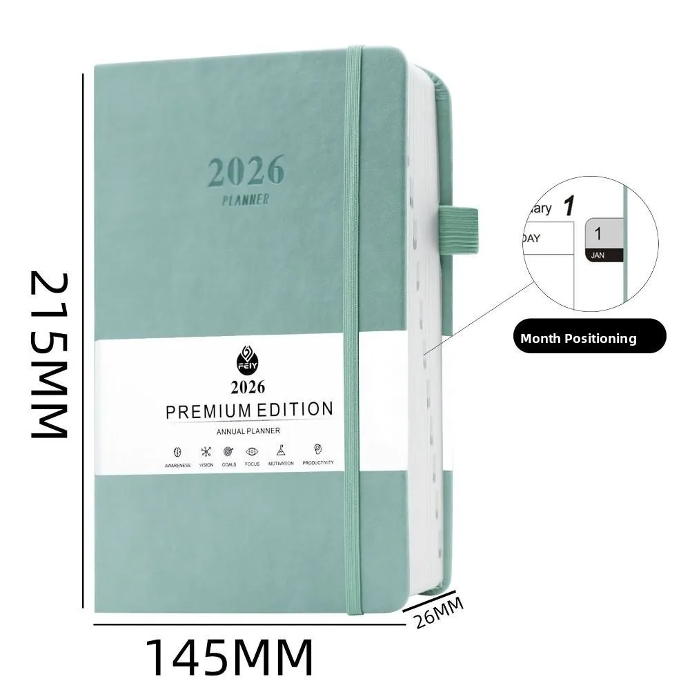 English 2026 Schedule Planner Notepad 12 Months Wear-resistant A5 Agenda Planning Notebook Simple Portable Office Work Planner