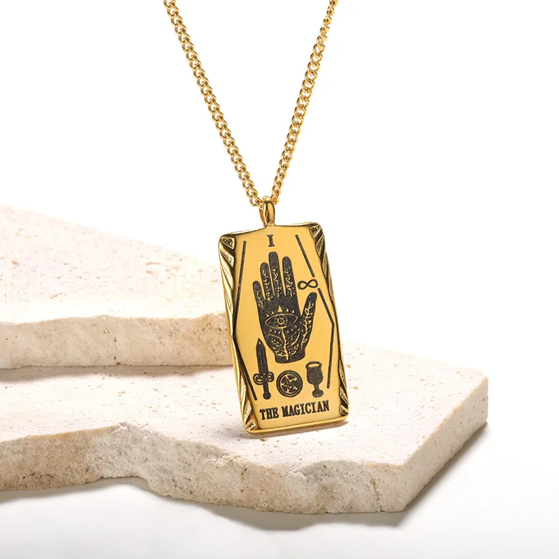 Stainless Steel Vintage Tarot Necklace For Women Men Gold Color Empress Goddess Amulet Pendant Necklace Fashion Jewlery Gift New