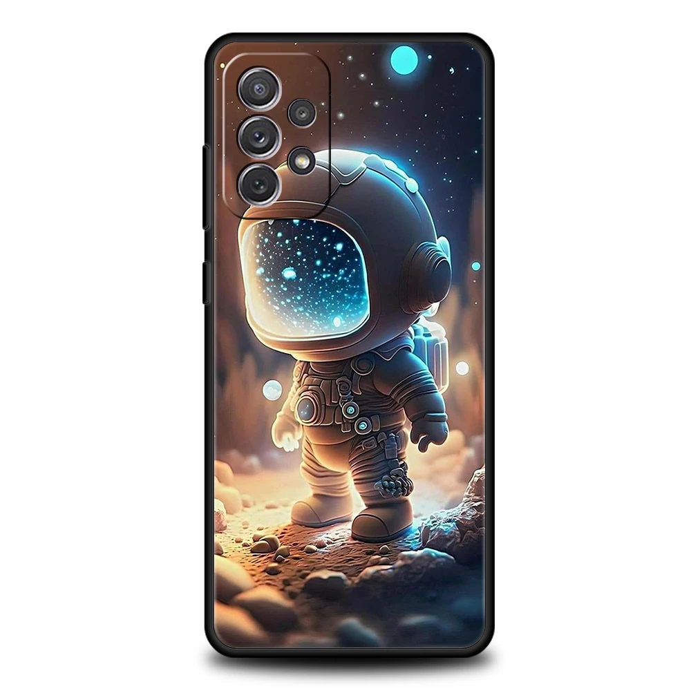 Cartoons Cute Astronaut Phone Case for Samsung Galaxy A14 A54 A34 A51 A71 A72 A73 A32 A52 A52S A01 A11 A21S A31 A41 5G TPU Shell