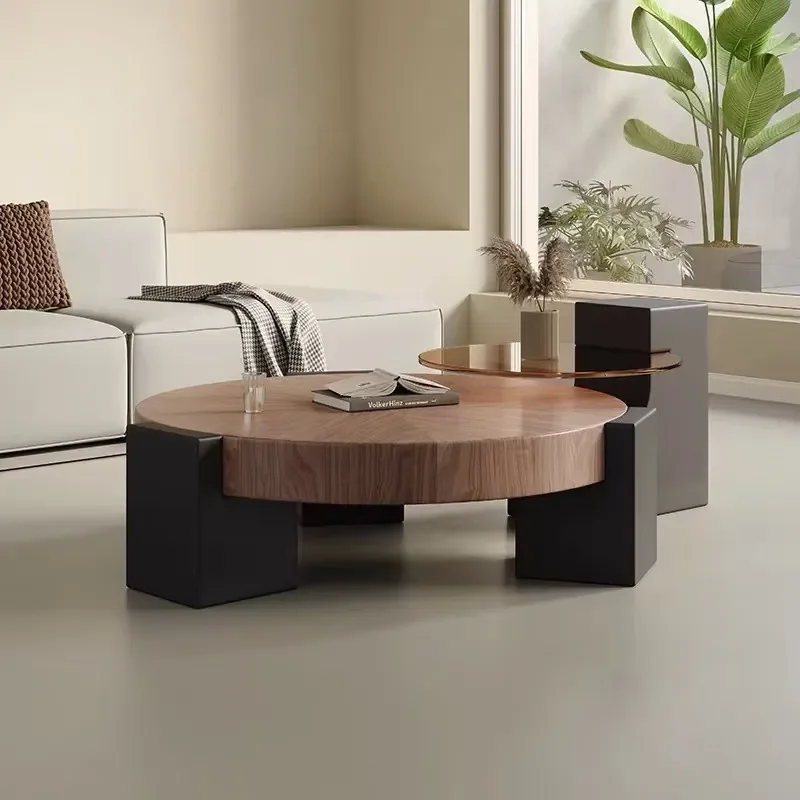 Modern Round Coffee Table Set Italian Minimalist Small Space Living Room Furniture Antique Style Low Center Table 2024 New