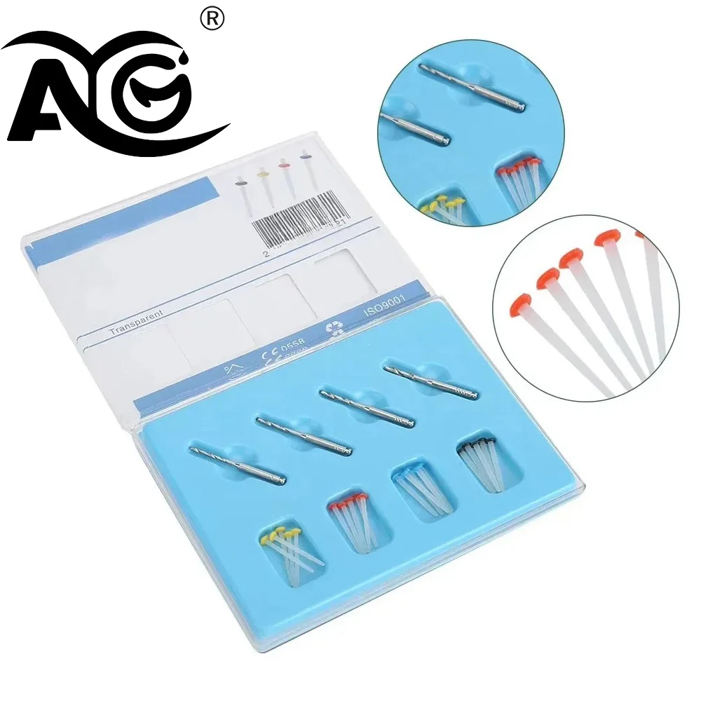 AG Dental Fibre Pile 20 Posts + 4 Drills Dental Products Fibre Pile Fiber Post Drill Screw Thread Quartz Mixed Size Kit