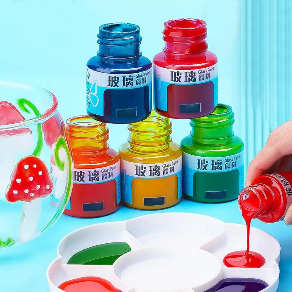 Beginners Glass Art Paint Vibrant Glass Paint for Wine Bottles Ceramics Safe Pigment for Light Bulbs Stained Glass for Projects