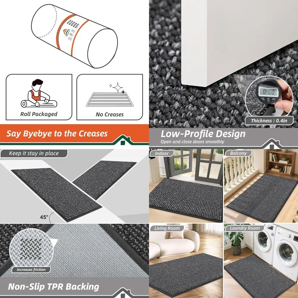 

Charcoal 36 x 60 Non-Slip, Washable Entrance Door Mat, Dirt and Absorbent, Low Profile for Front/Back Door and Entryway