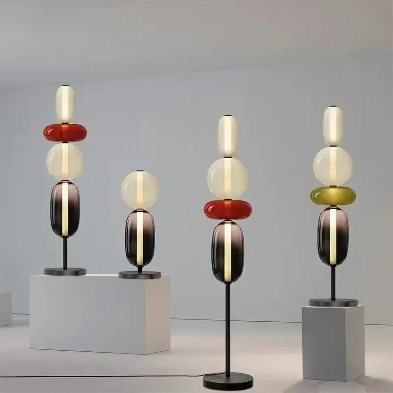 Italian Designer Colored Glass LED Floor Lamp Table Lamp Creative Standing Light Bedroom Study Living Room Candy Style Decor