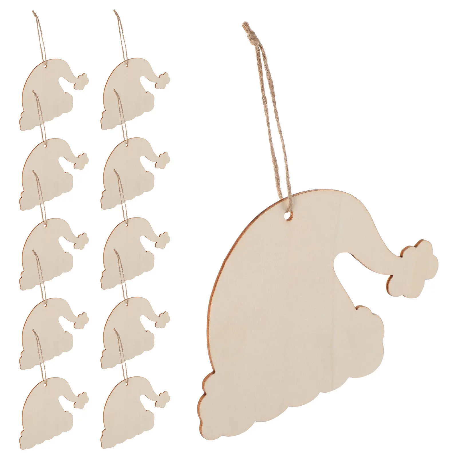 

20Pcs Christmas Wooden Decorations Santa Hat Ornaments Unfinished Paintable Craft Cutouts for Holiday Party Classroom Farmhouse