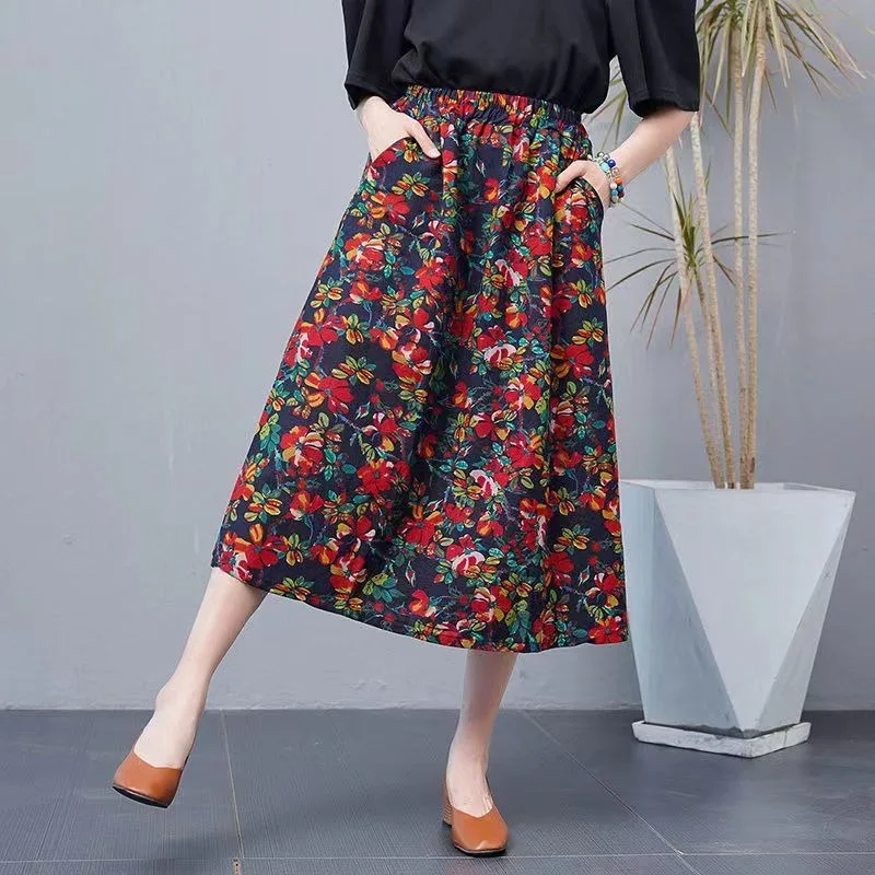 التنانير النسائية الصيفية الكلاسيكية موضة مريحة الكورية نمط ألف خط مزاجه خمر Mujer Faldas كل مباراة الجمالية فام