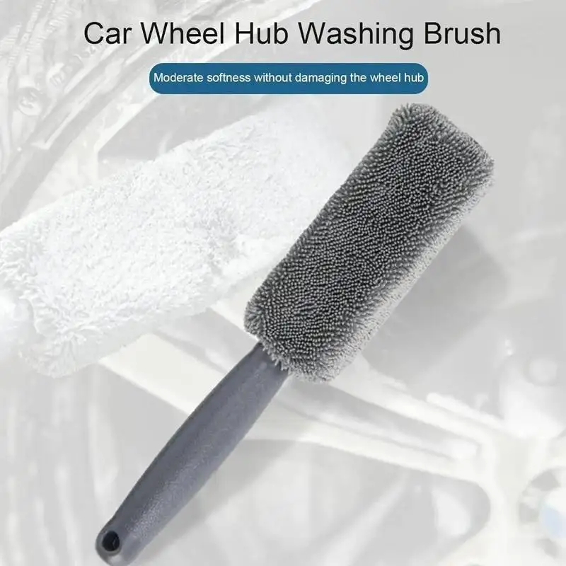 1pcs Microfiber Car Wheel Tire Rim Brush Auto Wheel Cleaning Tool Wash Towel with Plastic Handle Car Washing Accessories