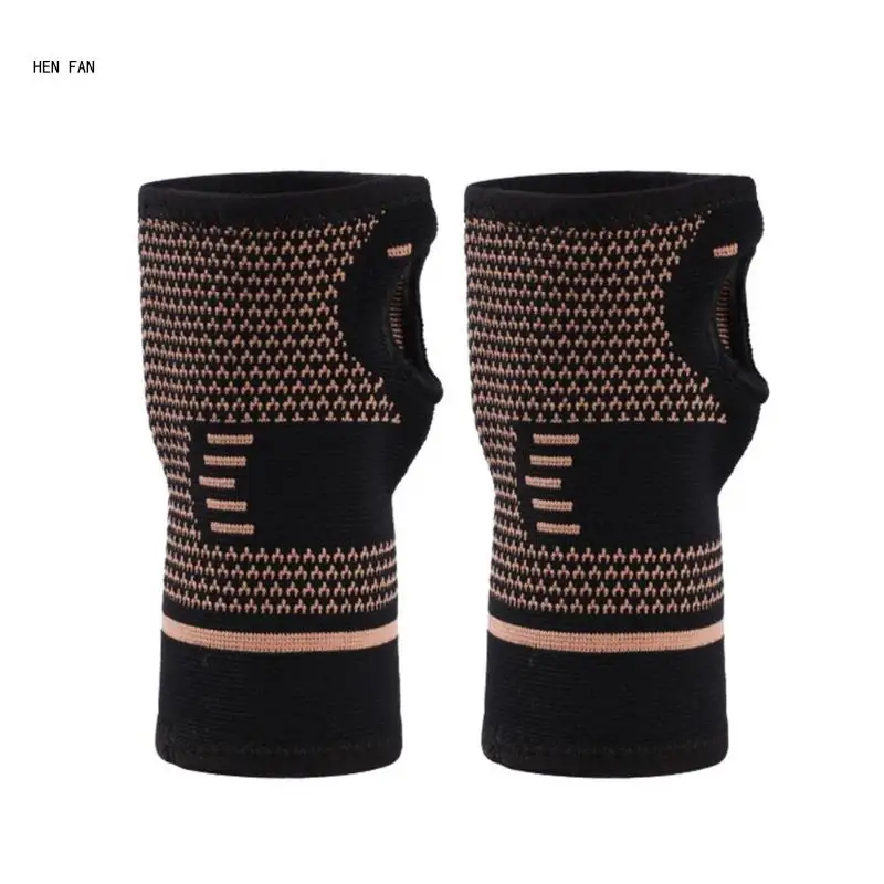 Wrist Compression Sleeve Coppers Wrist Brace Breathable Wrist Support for Yoga M89D