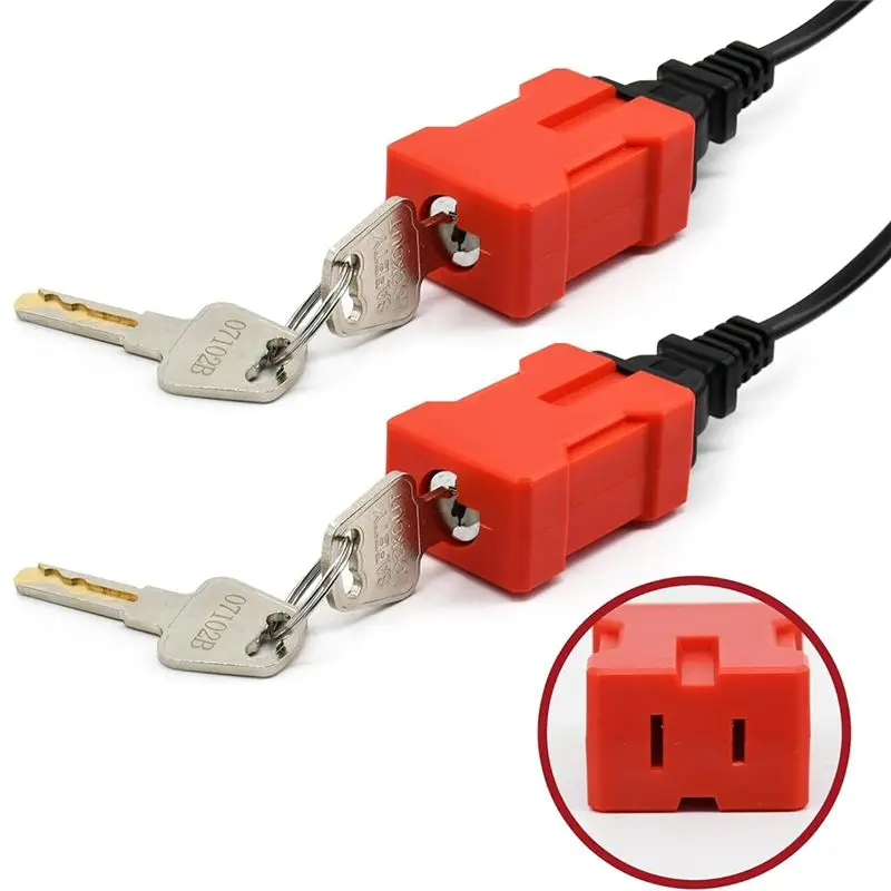 Plug Lock Lockout Device 2 Pack Outlet Locking Safety Lock Fits Electrical Shutdown Service-Y41A