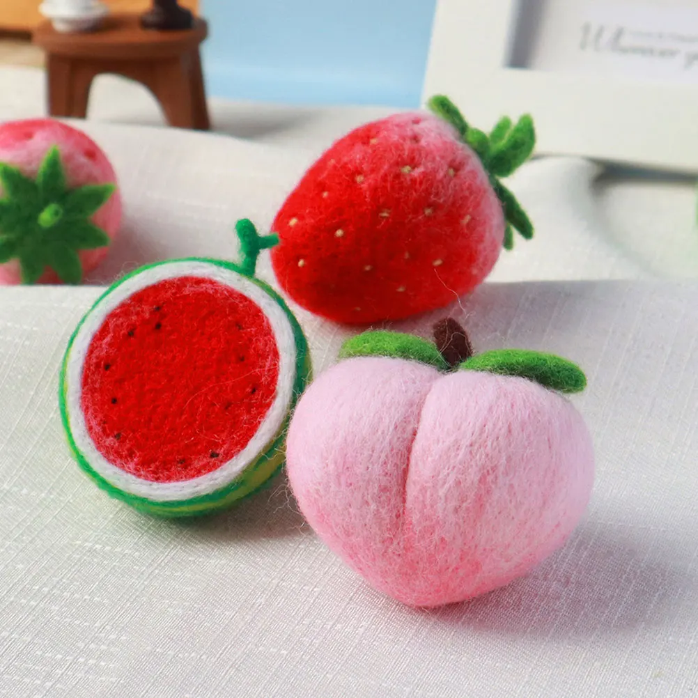 

Wool Felt Fruit Pendant Felting Kits DIY Material Ornament Crafts Needle Woolen Handmade Fruits