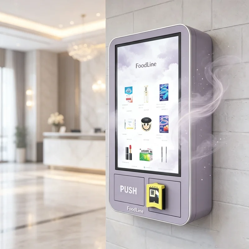 Mini External 32Inch Touch Screen Snack Drink Wall Mounted Vending Machine Combo for Sale Card Reader Bill Acceptor Customized
