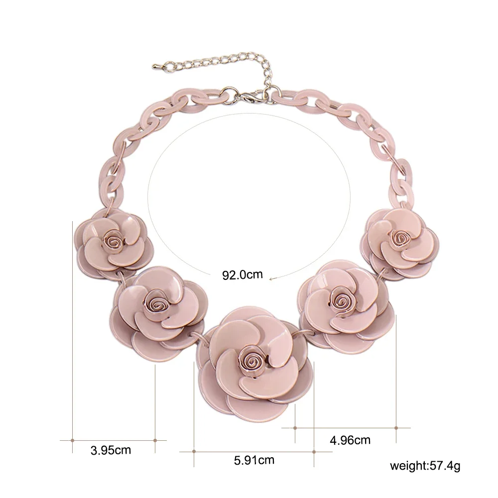 Blucome 2022 New Acrylic Flower Shape Necklace Female Exaggerated Clavicle Sweater Necklace Unique Women Girls Pendant Jewelry
