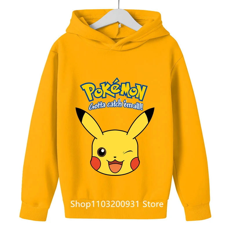 Pokemon Hoodie Kids Fashion Children Baby Boys Clothes Pikachu Sweatshirt Children Tops Girls Clothing Sweater Hot 3-14 Years