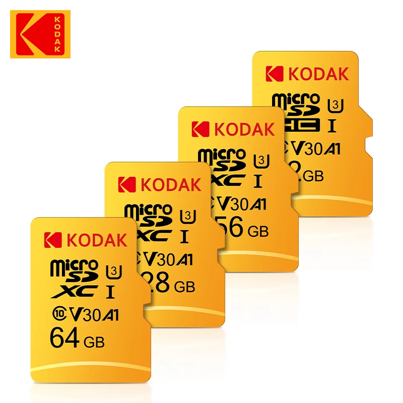 Kodak-Carte Micro SD, Classe 10, 32 Go, 64 Go, 128 Go, 256 Go, U3, 4K, Haute Vitesse, Mémoire Flash, TF, Mecard C10