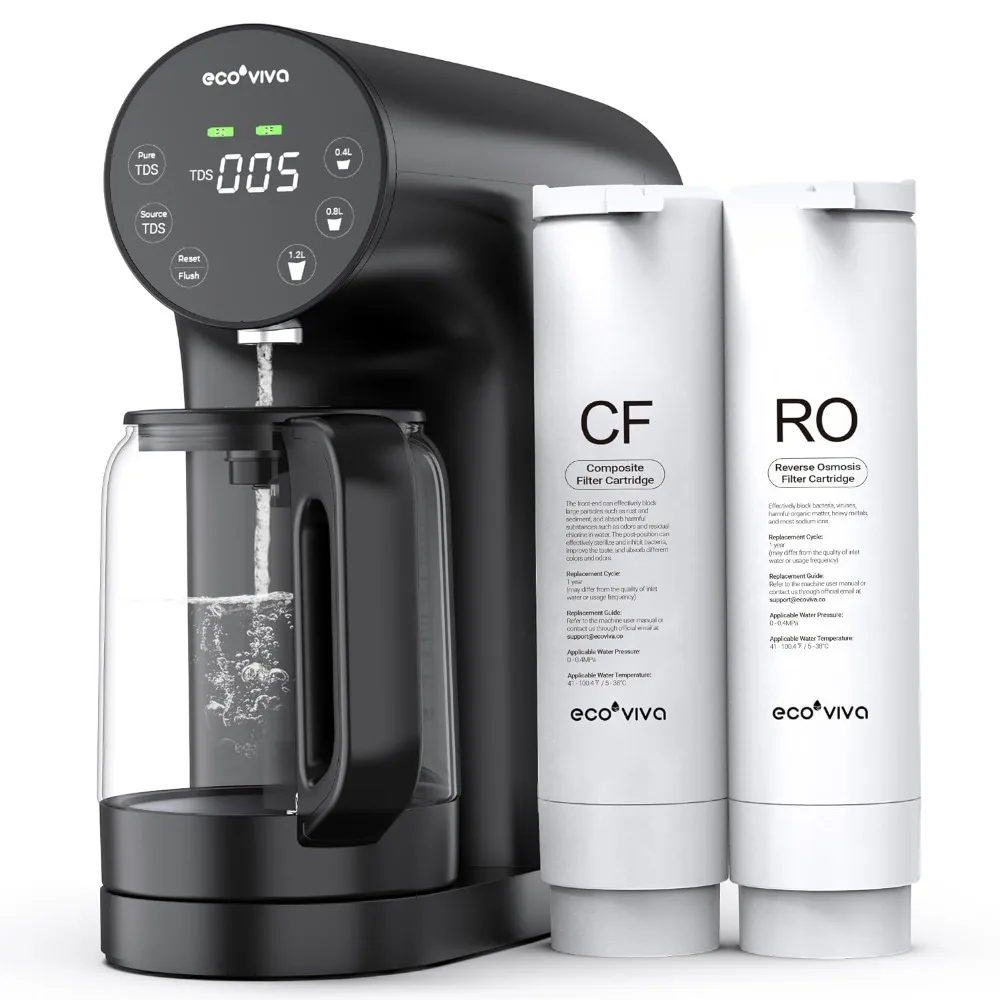 

2024 New Countertop Reverse Osmosis System RO Water Filter, 5-Stage Filtration, Real-time TDS Monitor, 3:1 Pure To Drain