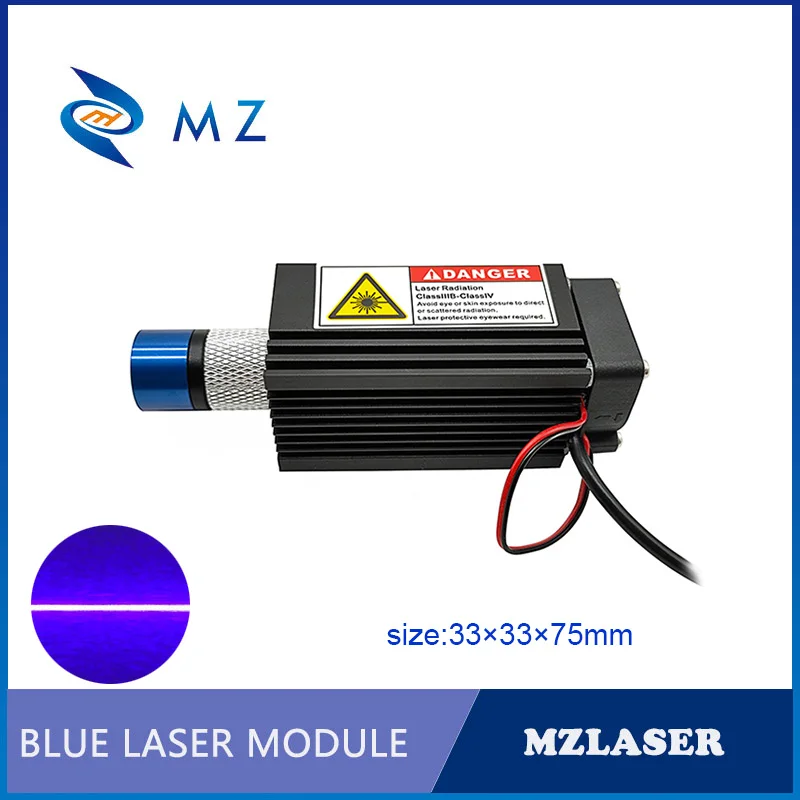 Imagem -02 - Módulo de Diodo Laser Azul e Violeta Foco Ajustável 33x33x75 mm 405nm 12v 300mw 600mw Linha Laser com Suporte e Adaptador