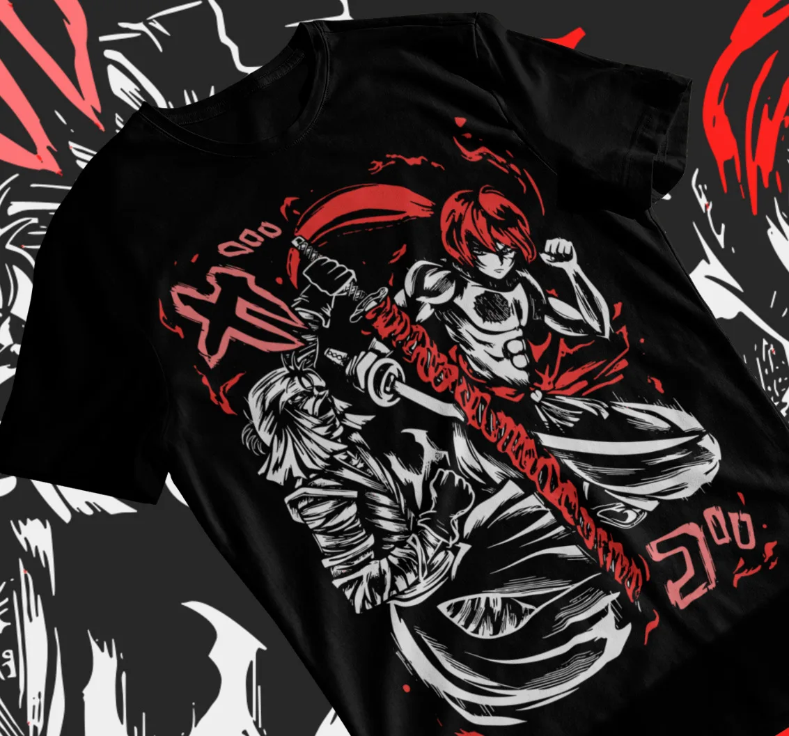 Rurouni Kenshin Samurai Himura T-Shirt Rurouni kenshin art Black Shirt Soft Tee