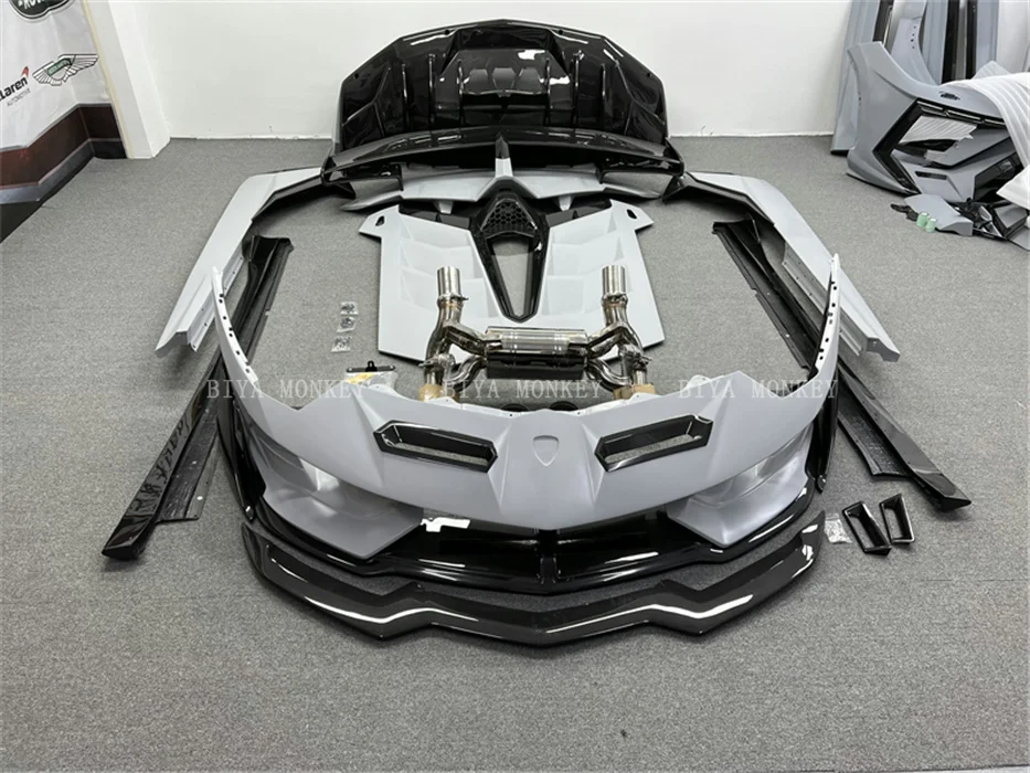 Hot sales SVJ style front bumper for Lamborghini Aventador LP700 LP720 SVJ fiberglass or semi carbon fiber front bumper body kit