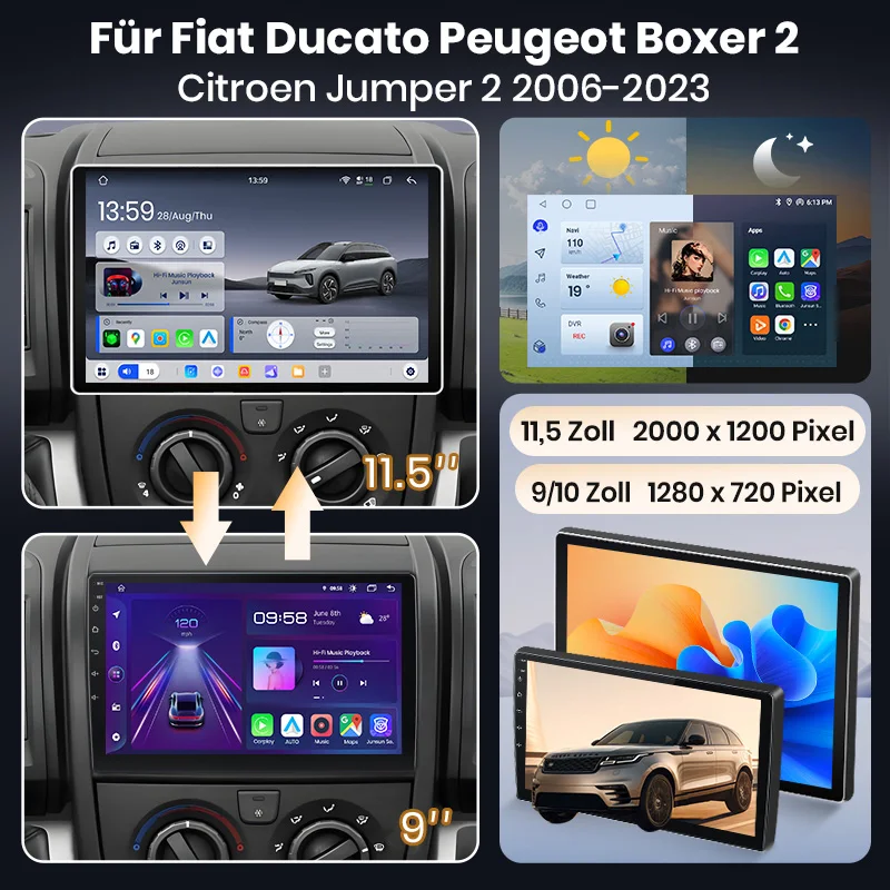 Radio para Auto Junsun de 9 Pulgadas con Android 15 para Fiat Ducato, Peugeot Boxer 2, Citroën Jumper 2 (2006-2023), Compatible con Apple CarPlay, Pantalla IPS, Reproductor Multimedia Estéreo, Sistema Inteligente Automotriz, 2 Din, Autoradio, Unidad Principal, Navegación GPS, FM, AM, DSP, RDS, SWC, DAB+ 2