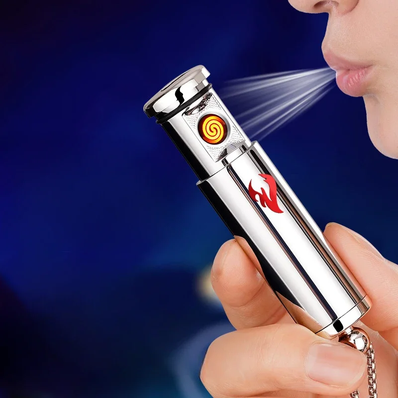 Creative Intelligent Voice-controlled Ignition Tungsten Lighter Necklace Exquisite USB Rechargeable Windproof Cigarette Lighter