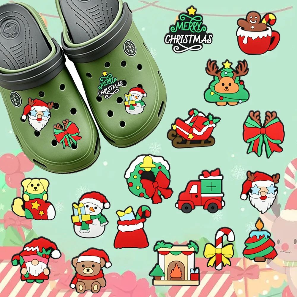 1-100pcs Cartoon Cute Christmas Series PVC Shoe Charms Accessories DIY Detachable Waterproof Fashion Shoes Buckle Party Gifts