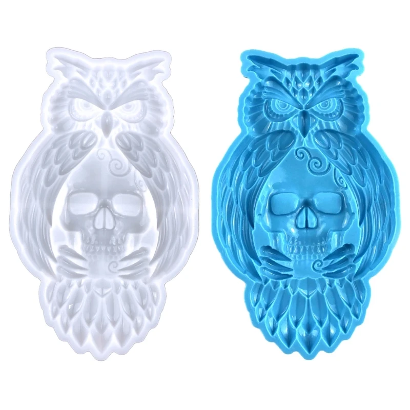 Glossy Silicone Owl Skull Mold Wall-mounted Halloween Stereo Mold DIY Ornaments Pendant Epoxy Resin Crafting Molds DropShip