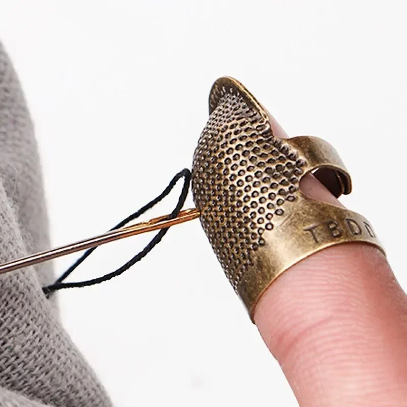 1pc Copper Thimble Sewing Retro Finger Protector Anti Slip Ring For Protect Fingers During Sewing Sewing Supplies