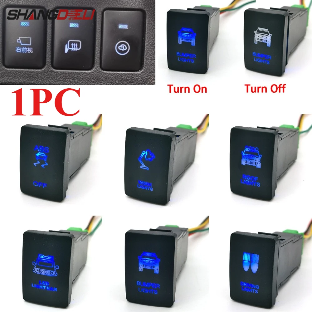 

1 шт., автомобильная противоскользящая светодиодная панель, бампер, кнопка включения света с проволочными аксессуарами, подходит для Toyota Land Cruiser Prado Hilux 16-19