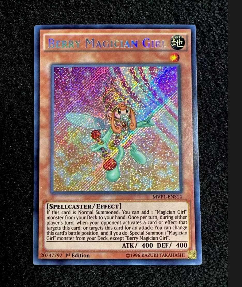 

Yugioh KONAMI Duel Monsters MVP1-ENS14 Berry Magician Girl Secret Rare English 1st Edition Collection Mint Card