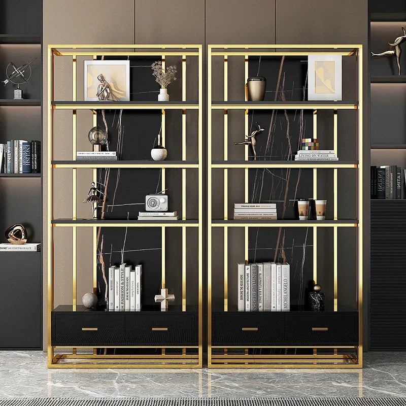 Light damage stainless steel bookshelf metal office modern shelf high-grade bogu shelf