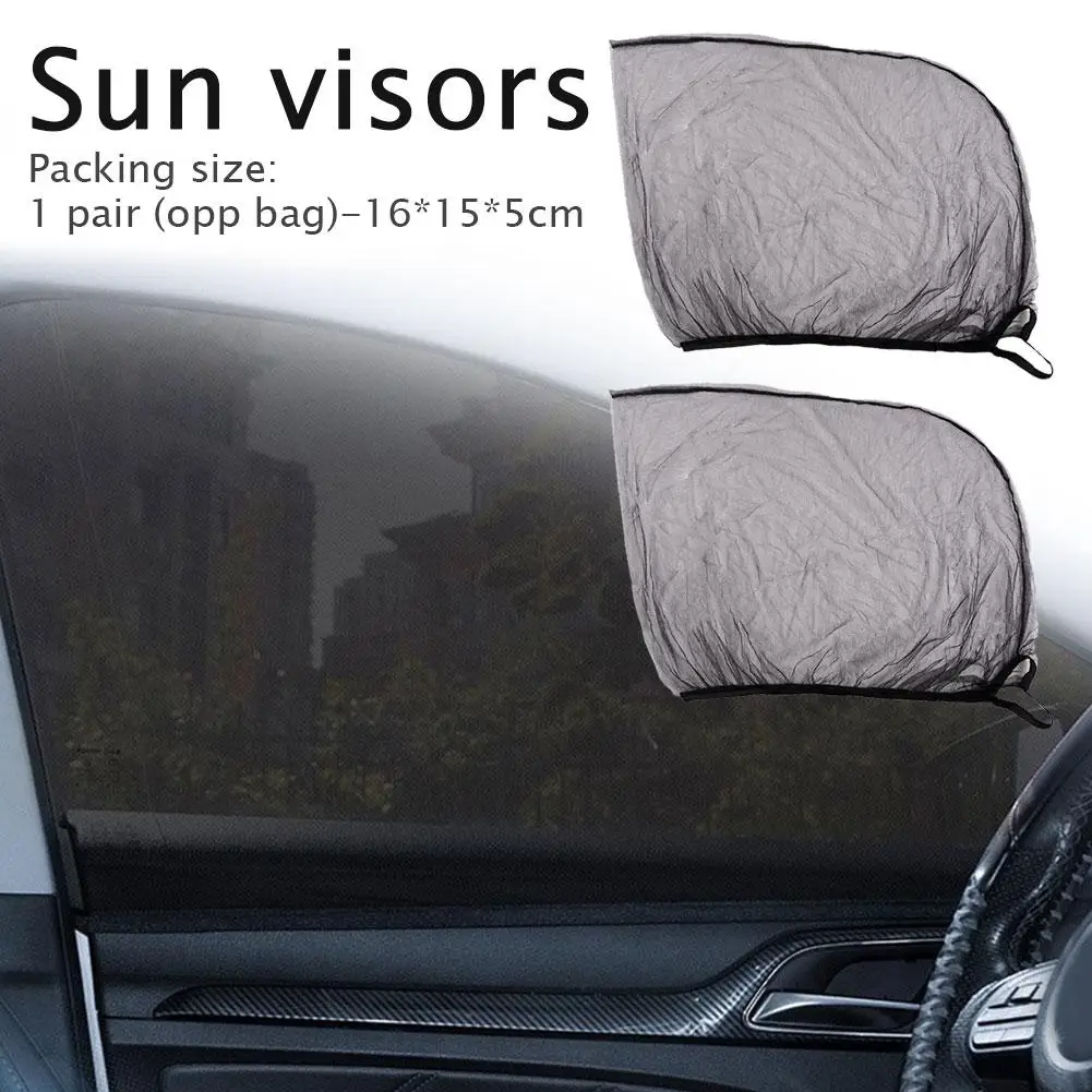 1Pair Car Window Sunshade Mesh Auto Rear Side Window Insect Anti-mosquito Screen Shade Cover Breathable Window Visor E3U9