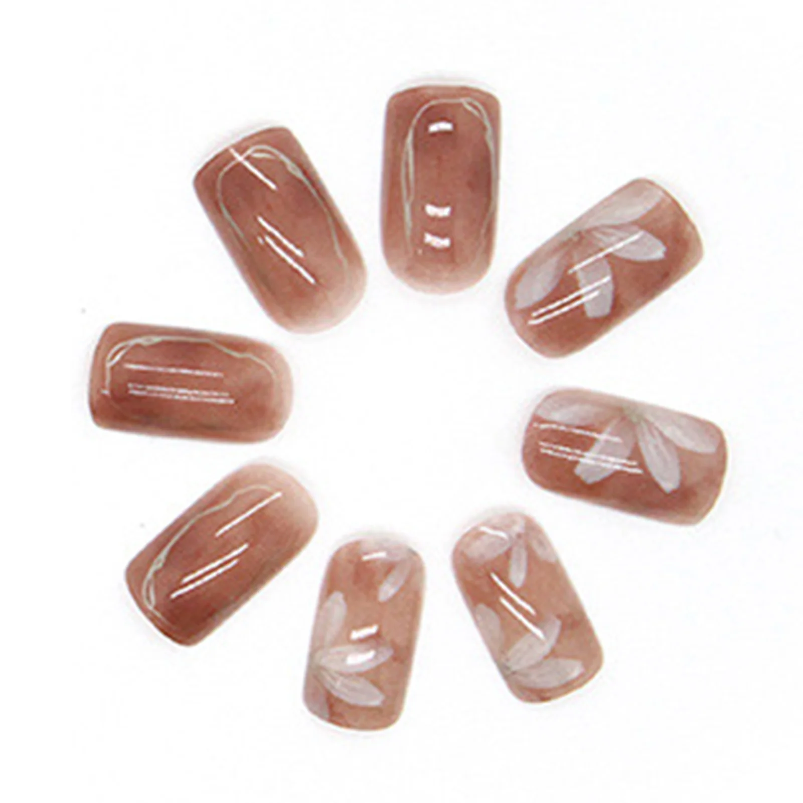 Retro Amber Fake Nails for Girls Fit Perfectly Artificial Nails for Professional Salon Daily Use