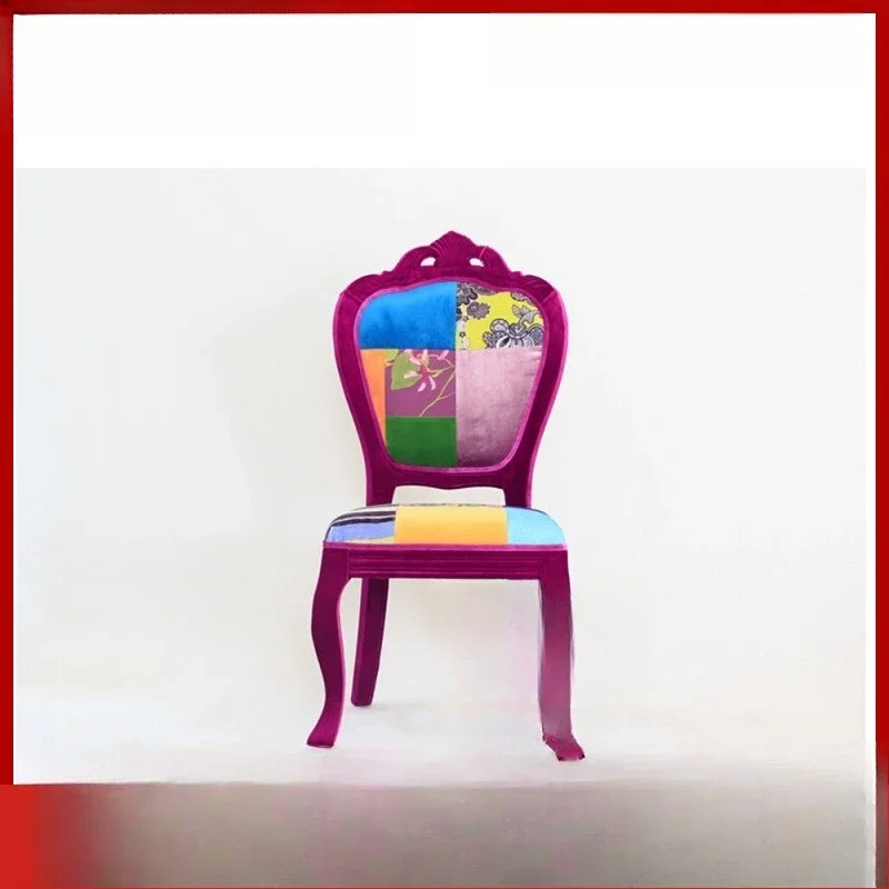 Internet celebrity hot-selling American fabric patchwork dining chair, restaurant modern simple home living room solid wood