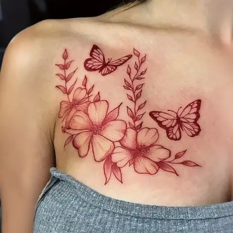 1 Sheet Butterfly Flower Temporary Tattoo Stickers, Waterproof Fake Tattoos Last for 2-5 Days