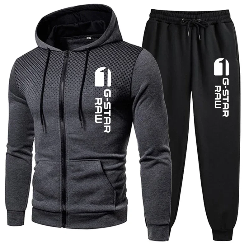 

Mens Tracksuits Casual Sweatpants Printing Zipper Hooded Sweatshirt fashion Versatile Coat Outdoors Jogging Sports Clothing