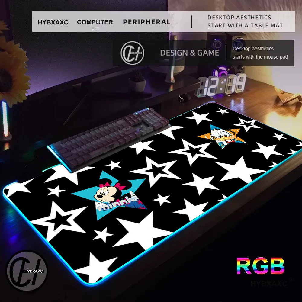 

Official Authentic Mickey Mouse Star RGB Gaming Mouse Pad Desk Mat HD Gamer Large LED Light XXL MousePads PC Computer Carpet