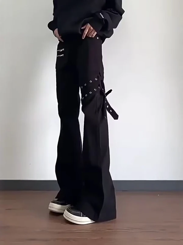 

Мужские повседневные брюки American High Street Vibe Bla Bell Bot, зауженные, с поясом, износостойкие, со средней посадкой, с декоративной молнией