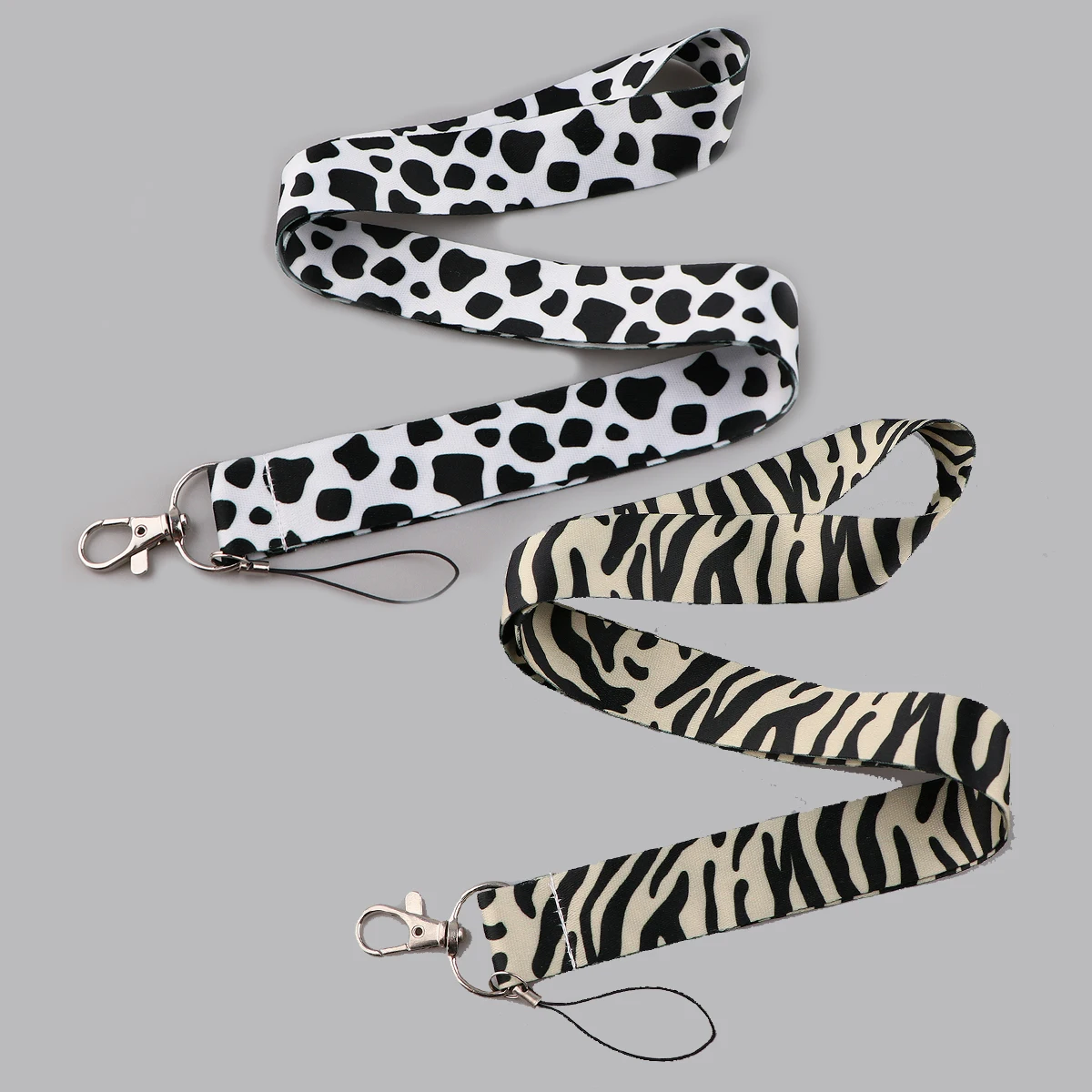 Animal Pattern Zebra Cow Print Lanyard Keychain ID Card Pass Gym Mobile Phone USB Badge Holder Neck Strap Phone Accessories