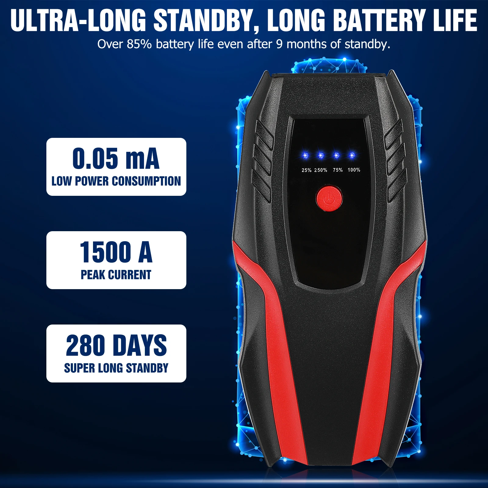 

Portable Car Jump 12V Automotive Emergency Power Bank Booster Led Flashlight Vehicle Start Outdoor Use Auto