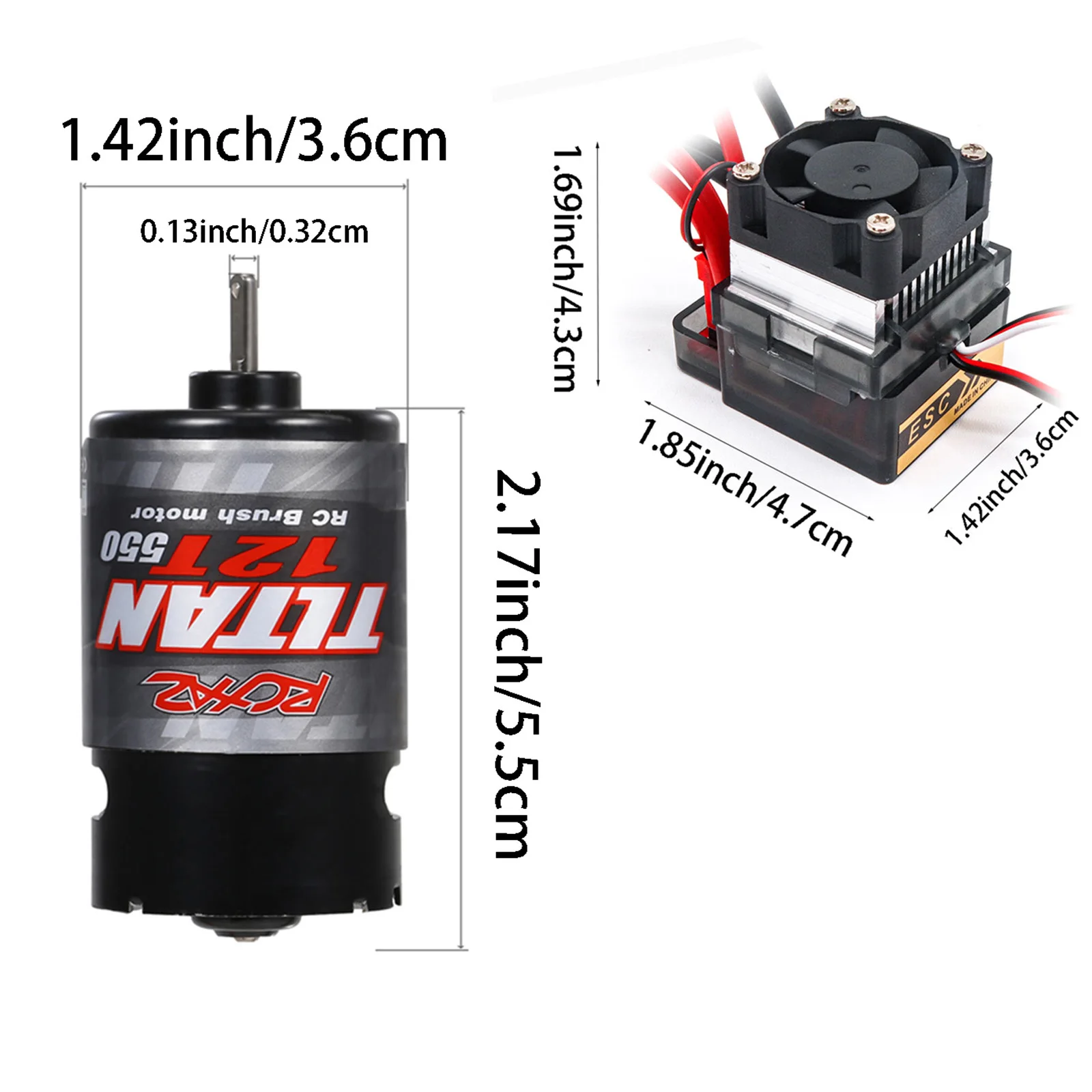 RCXAZ RC 550 Brushed Motor with High Voltage ESC Brushed Speed Controller for RC 1/10 Car Axial Traxxas TRX4 Tracked Truck Boat