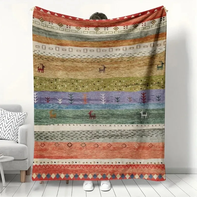 

Одеяло с этническим этническим узором в стиле бохо, теплое, уютное, мягкое фланелевое одеяло с изображением оленя в стиле бохо, для дивана, кровати, домашнего декора, всесезонное