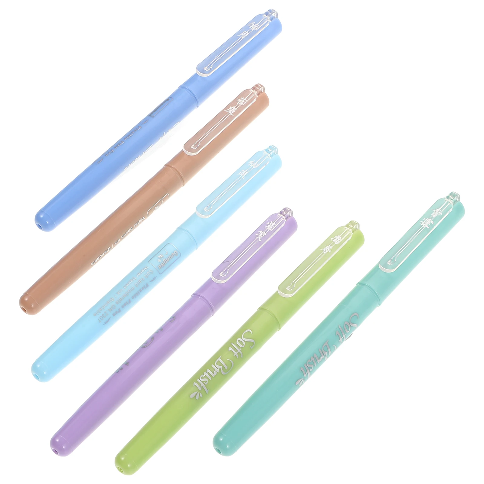 

6pcs Art Calligraphy Brush Pens Water-Based Ink Vibrant Colors For Students Lettering Journaling Drawing Doodling Beginners